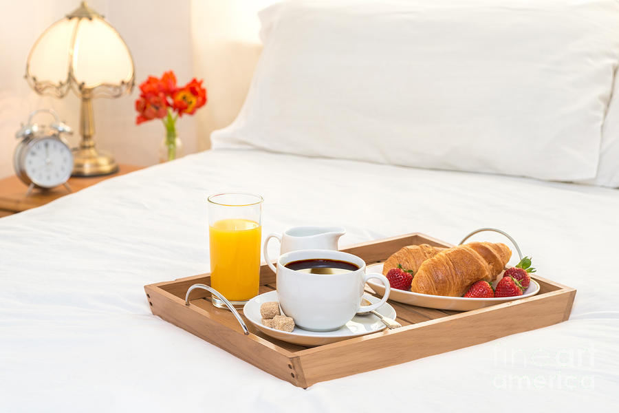 Coffee Photograph - Breakfast Served In Bed by Amanda Elwell