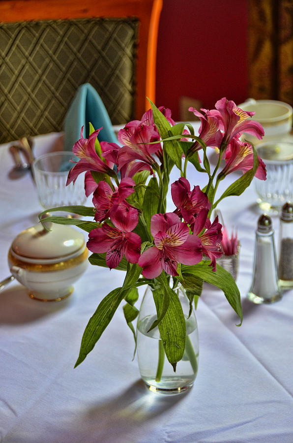 Breakfast Table Flowers Photograph by Allen Beatty