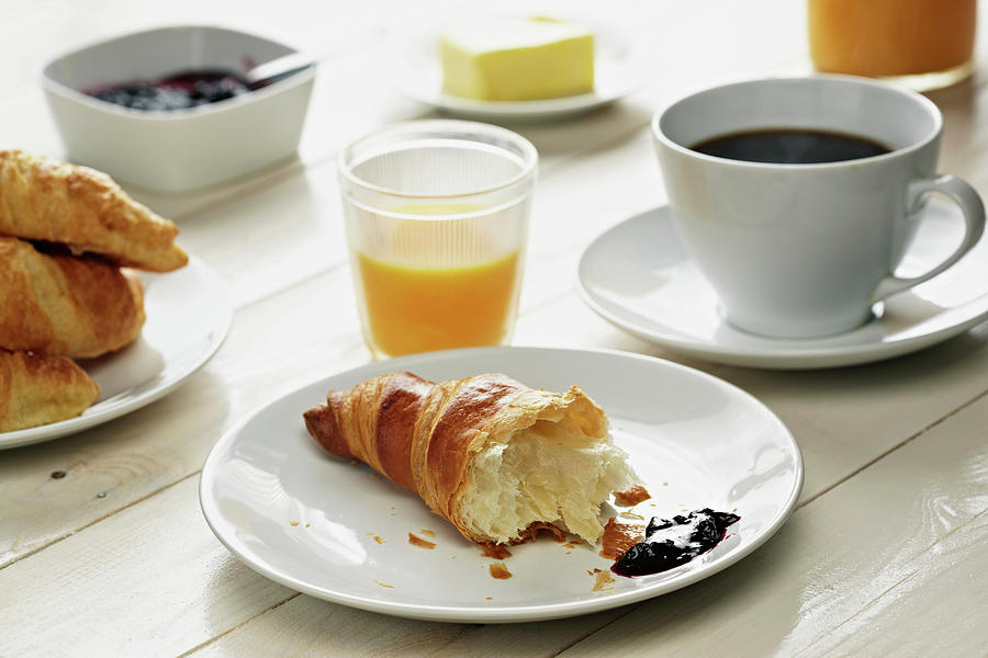 Breakfast With Croissant, Coffee And Photograph by Sverre Haugland