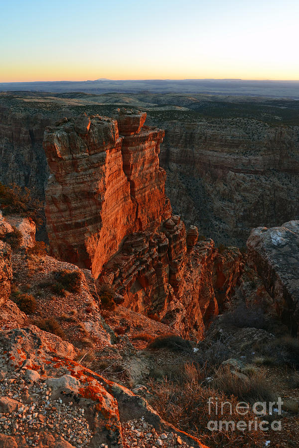 Grand Canyon National Park Photograph - Breaking Dawn on Spires in Grand Canyon National Park Vertical by Shawn OBrien