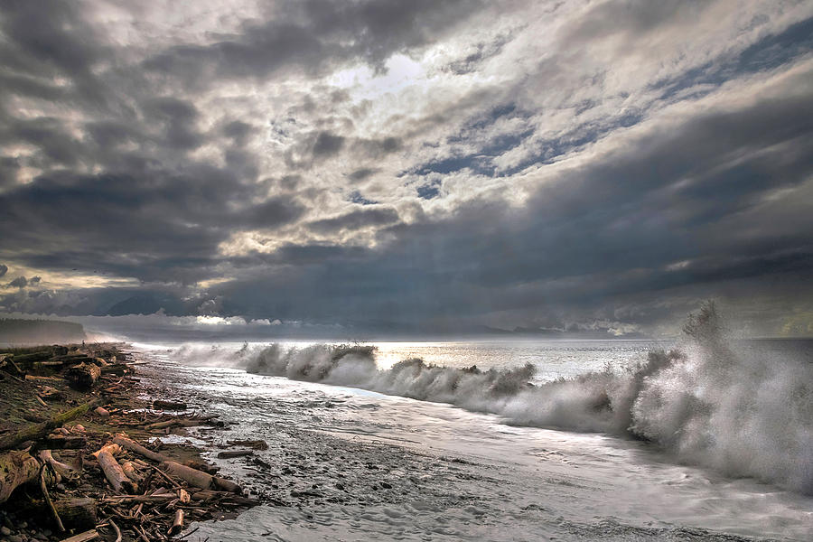 Breaking Wave and clouds Photograph by Geoffrey Ferguson