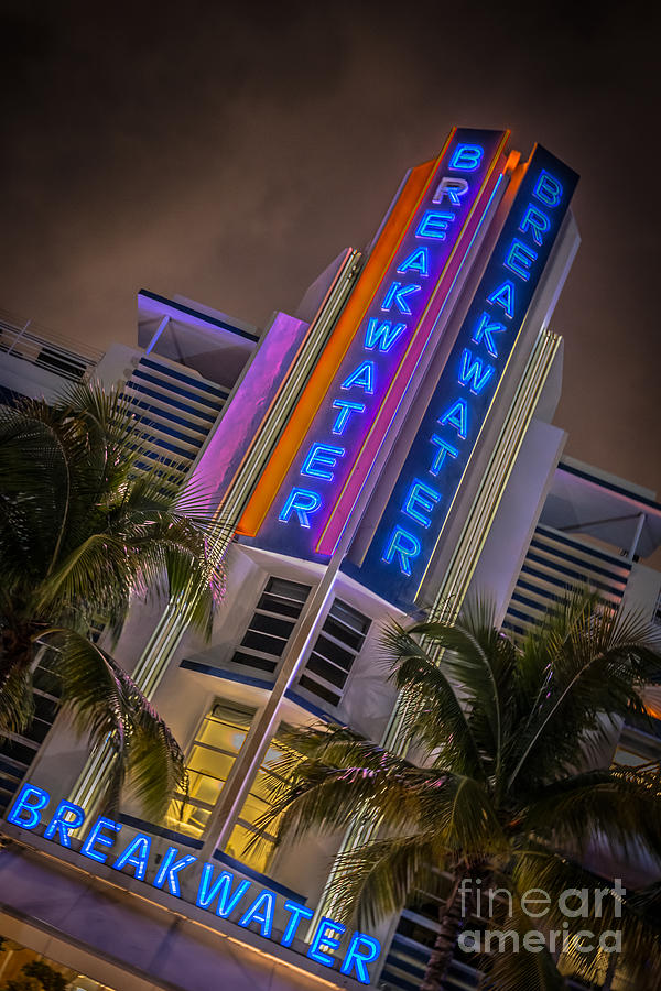 Miami Photograph - Breakwater Hotel Art Deco District SOBE MiamI - HDR Style by Ian Monk