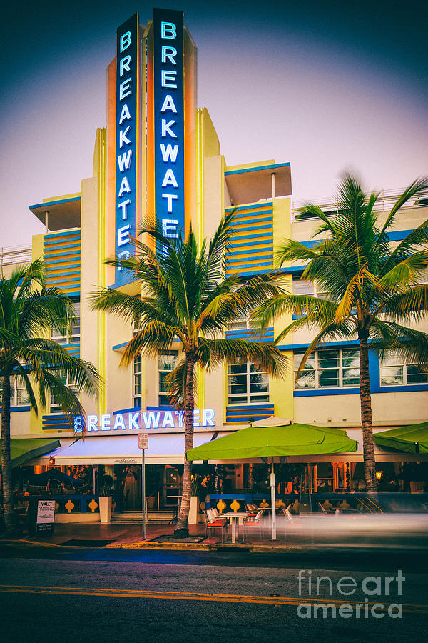 Miami Photograph - Breakwater Hotel on Ocean Drive Vintage Photograph - South Beach - Miami Beach Florida by Silvio Ligutti