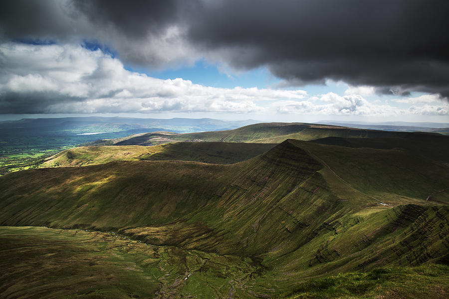 Mountain Photograph - Brecon Beacons landscape view of Cribyn from Pen-y-fan by Matthew Gibson