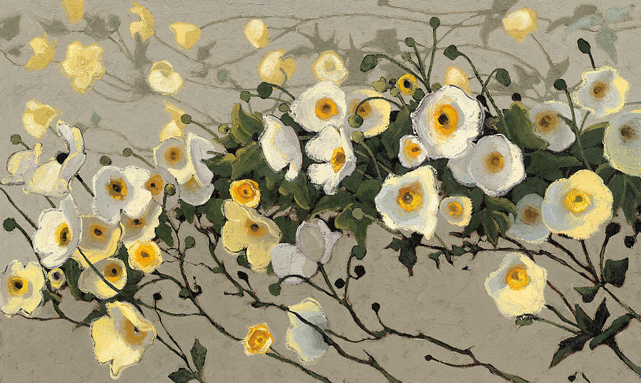 Flower Painting - Breezes Gray Crop by Shirley Novak