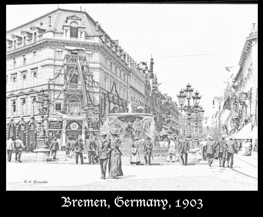 Bremen Germany Street Scene 1903 Digital Art by A Macarthur Gurmankin
