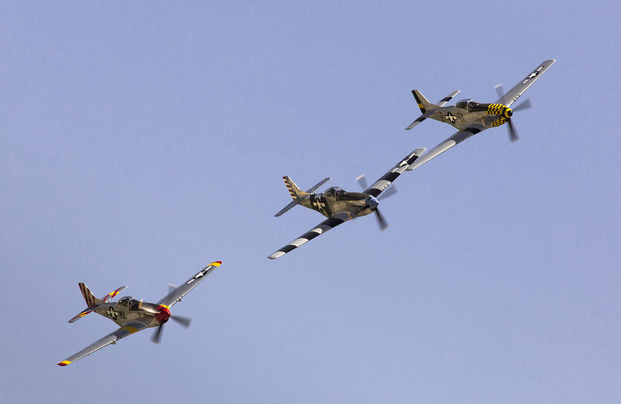 Vintage Photograph - Bremont P-51 Formation by John Daly