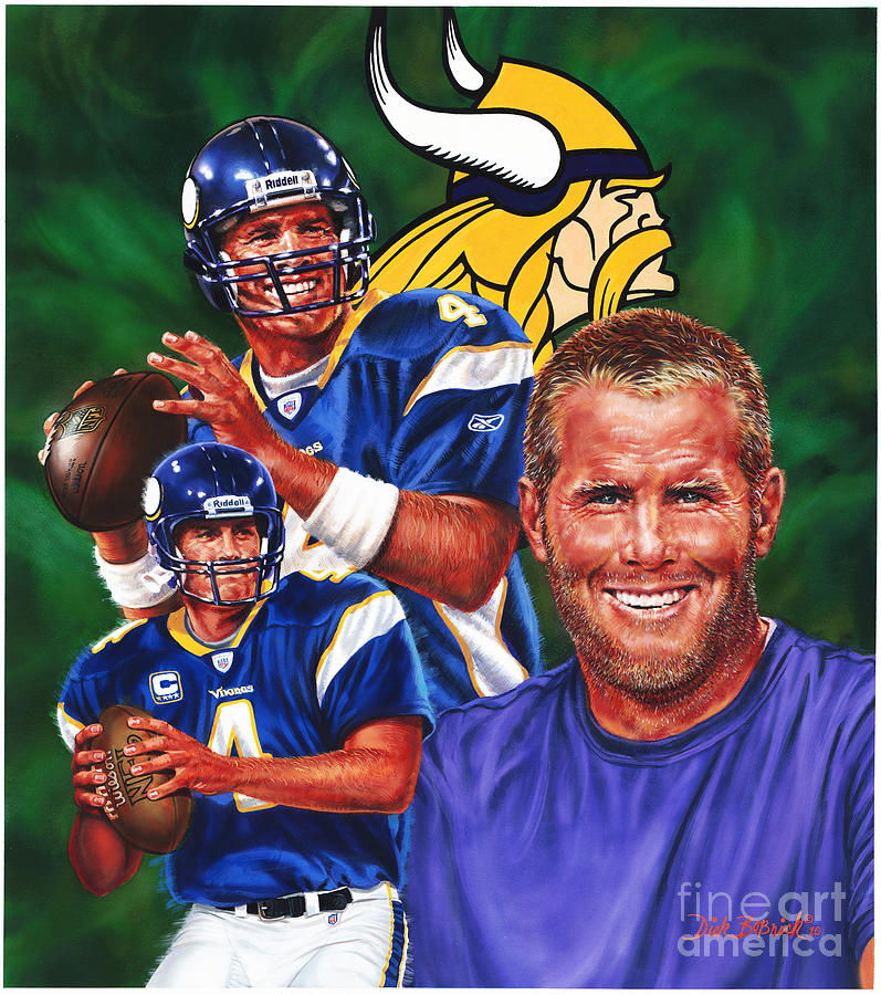 Minnesota Vikings Painting - Bret Favre by Dick Bobnick