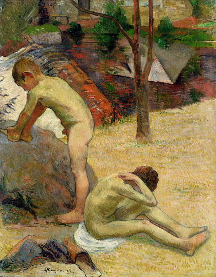 Breton Boys Bathing Painting by Paul Gauguin