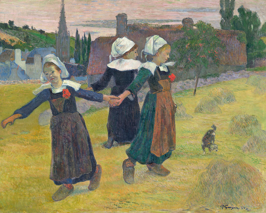 Kid Painting - Breton Girls Dancing by Paul Gauguin