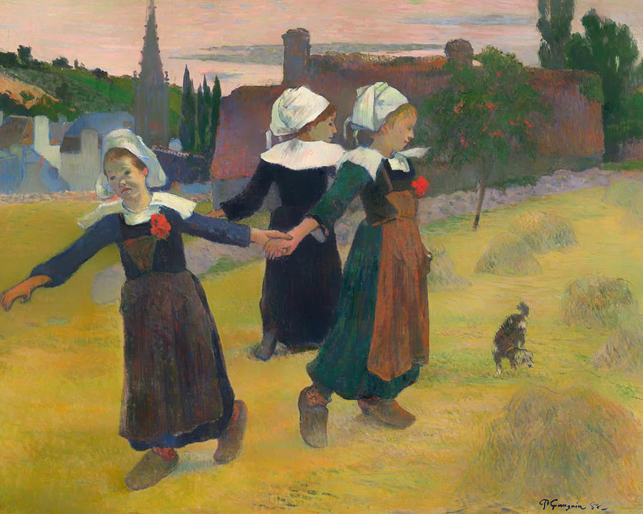 Vintage Painting - Breton Girls Dancing Pont-Aven by Mountain Dreams