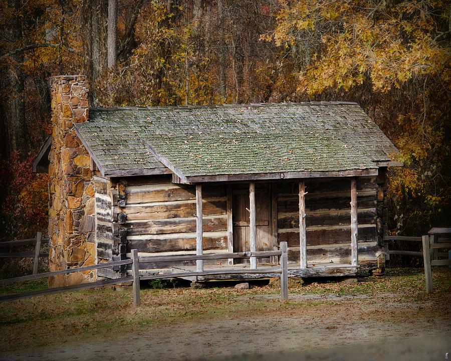 Brewer Cabin in Fall - Autumn Landscape Photograph by Jai Johnson