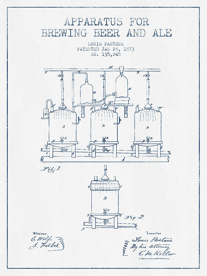 Brewing Beer And Ale Apparatus Patent Drawing From 1873  -  Blue Digital Art