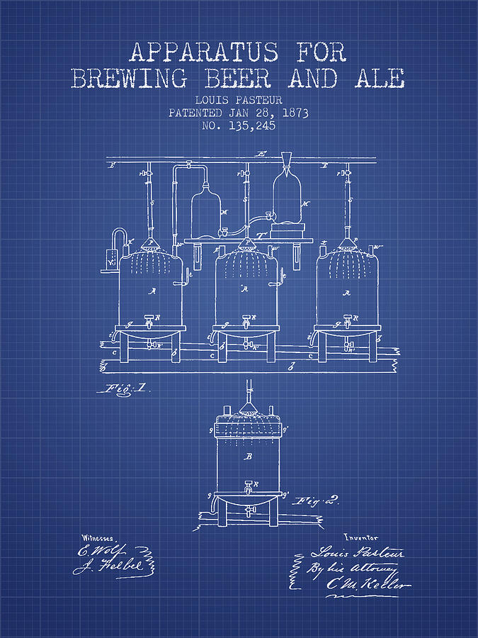 Brewing Beer And Ale Apparatus Patent From 1873 - Blueprint Digital Art
