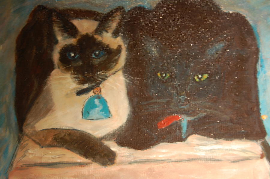 Dos Gatos #2 Painting by Carolyn Donnell