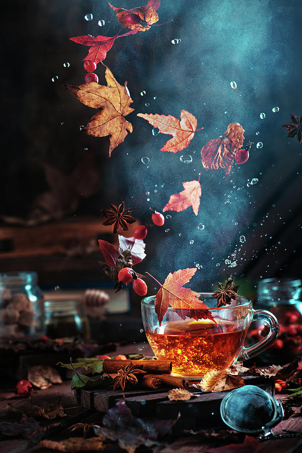 Tea Photograph - Briar Tea With Autumn Swirl by Dina Belenko