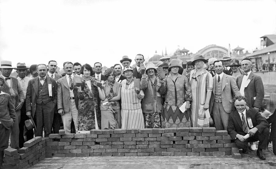 Brick Ceremony At PPIE Photograph by Underwood Archives