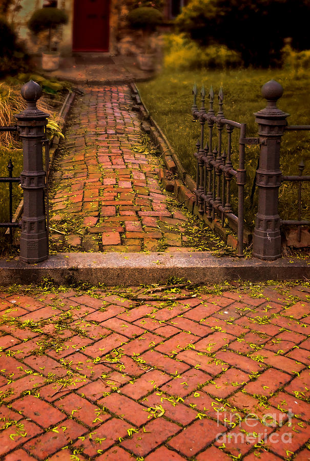 Brick Walkway through Gate to House Photograph by Jill Battaglia