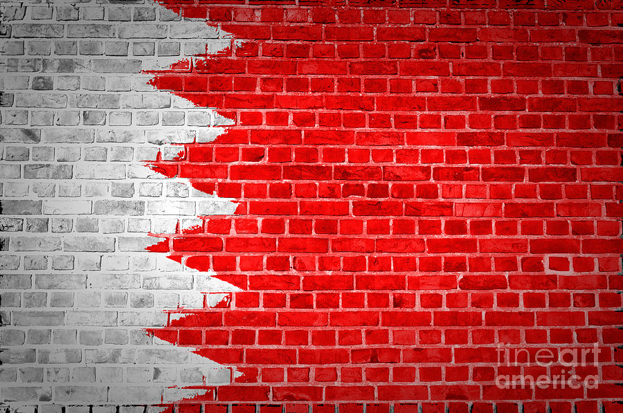 Brick Wall Bahrain Flag Digital Art by Antony McAulay
