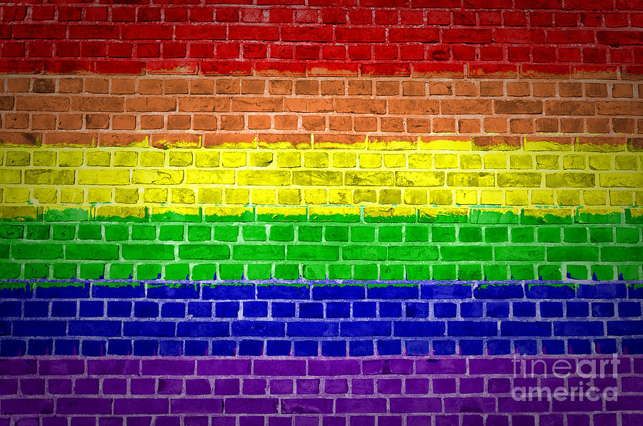Brick Wall Rainbow Digital Art by Antony McAulay