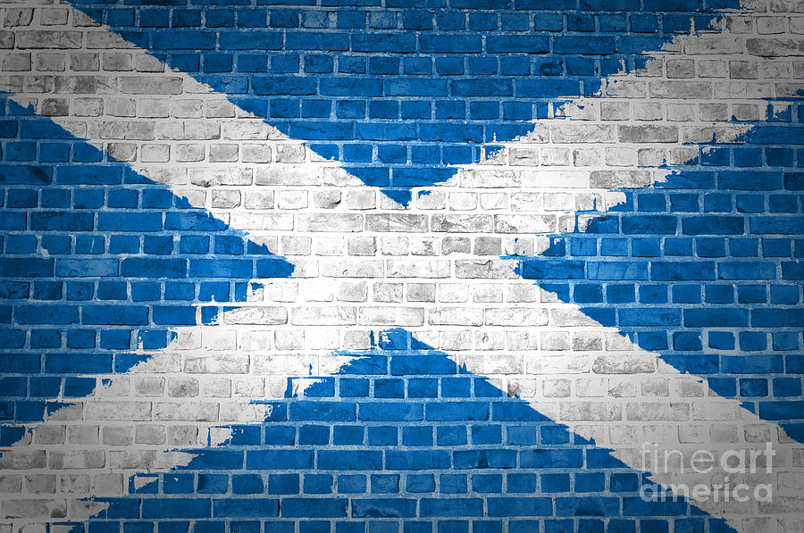 Architecture Digital Art - Brick Wall Scotland Saltire by Antony McAulay