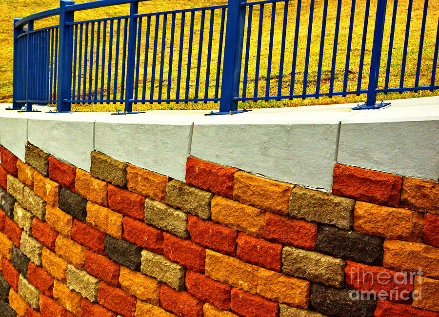 Brick Photograph - Bricks and Fence Abstract by Gary Richards