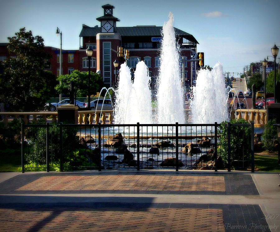 Bricktown Fountain Photograph by Aaron Burrows