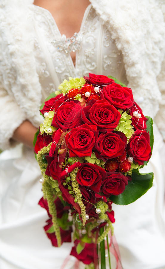 Bridal bouquet with red roses Photograph by Matthias Hauser