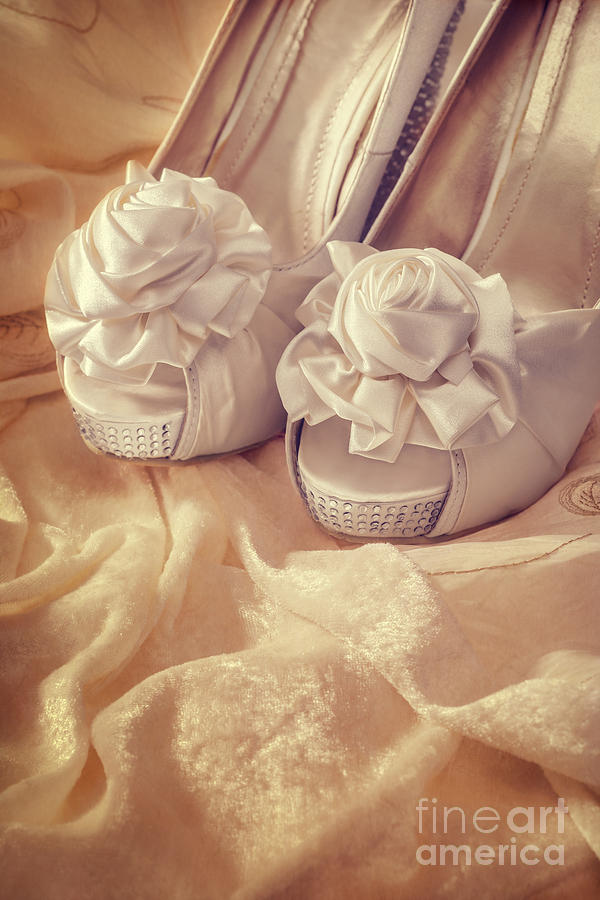 Fabric Photograph - Bridal Sandals by Amanda Elwell