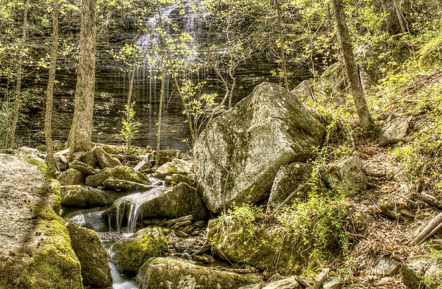 Bridal Veil Falls with Stream and Boulders - Heber Springs Arkansas Photograph by Jason Politte