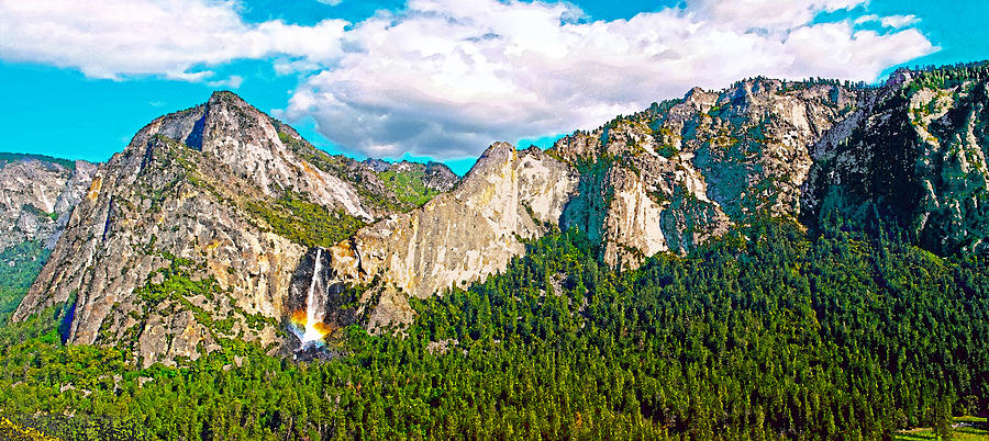 Bridalveil Fall and South Rim Yosemite National Park Digital Art by Steven Barrows