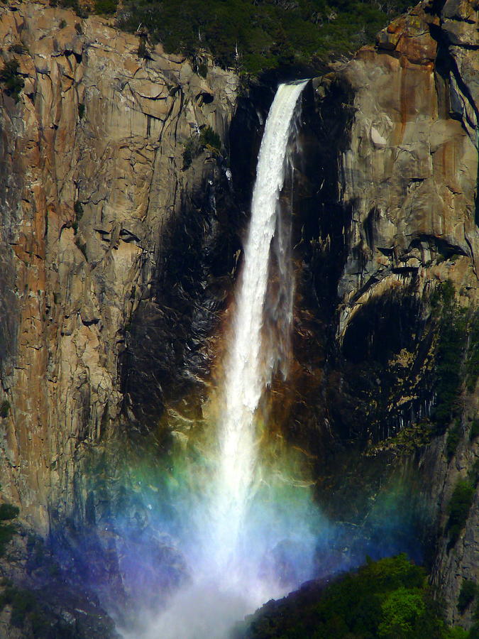Bridalveil Falls and Rainbow Photograph by Jeff Lowe