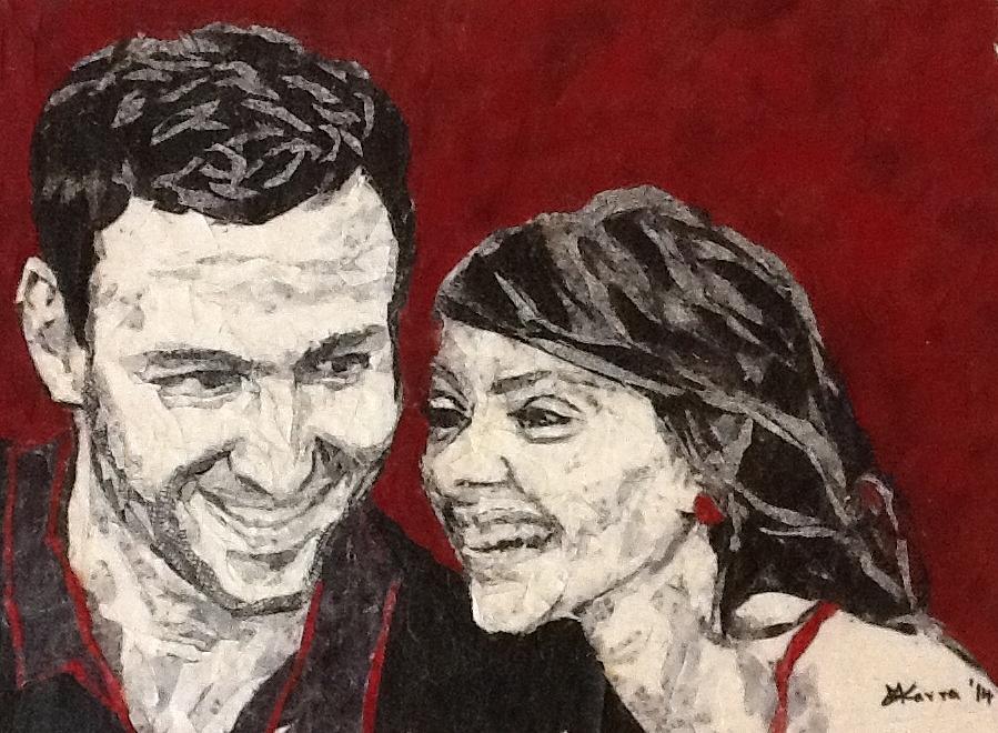 Portrait Painting - Bride And Groom by Mihira Karra