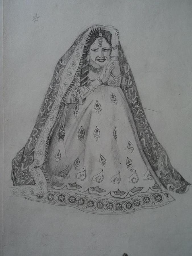 pencil sketches of indian wedding dresses