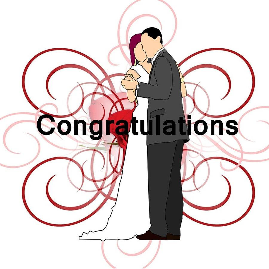 Bride n Groom Congratulations Digital Art by Florene Welebny