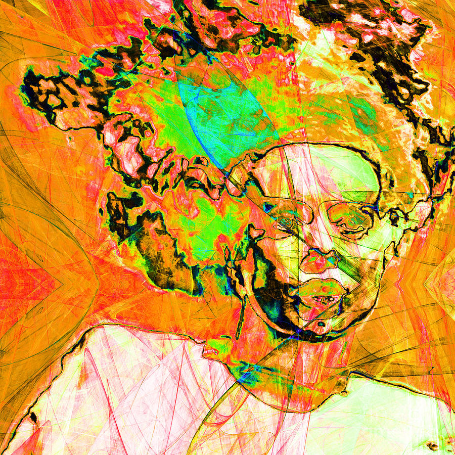 Halloween Movie Photograph - Bride of Frankenstein in Abstract 20140908 orange square by Wingsdomain Art and Photography