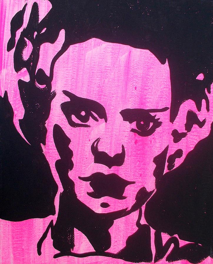 Bride of Frankenstein Pink Painting by Marisela Mungia