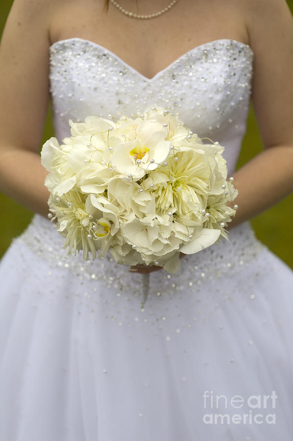 Bride With Wedding Bouquet Photograph by Lee Avison