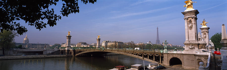 Bridge Across A River With The Eiffel Photograph by Panoramic Images