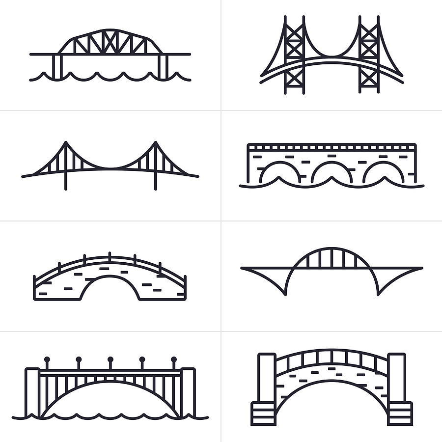 Bridge and Arch Icons and Symbols Drawing by Filo