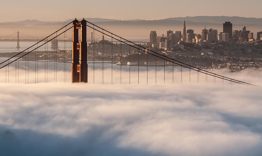 Golden Gate Bridge Photograph - Bridge and City by Joe Brisson