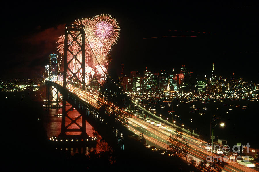 Bridge And Fireworks, San Francisco, Ca Photograph by Dale Boyer