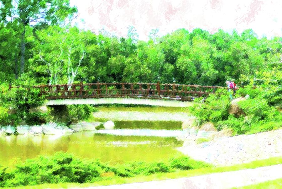 Bridge At Morikami Mixed Media by Florene Welebny