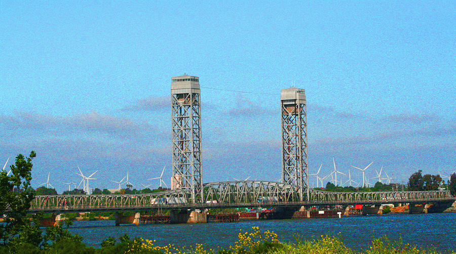 Sacramento River Delta Digital Art - Bridge at Rio Vista California by Joseph Coulombe