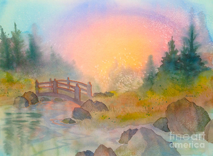 Bridge at Sunset Painting by Teresa Ascone