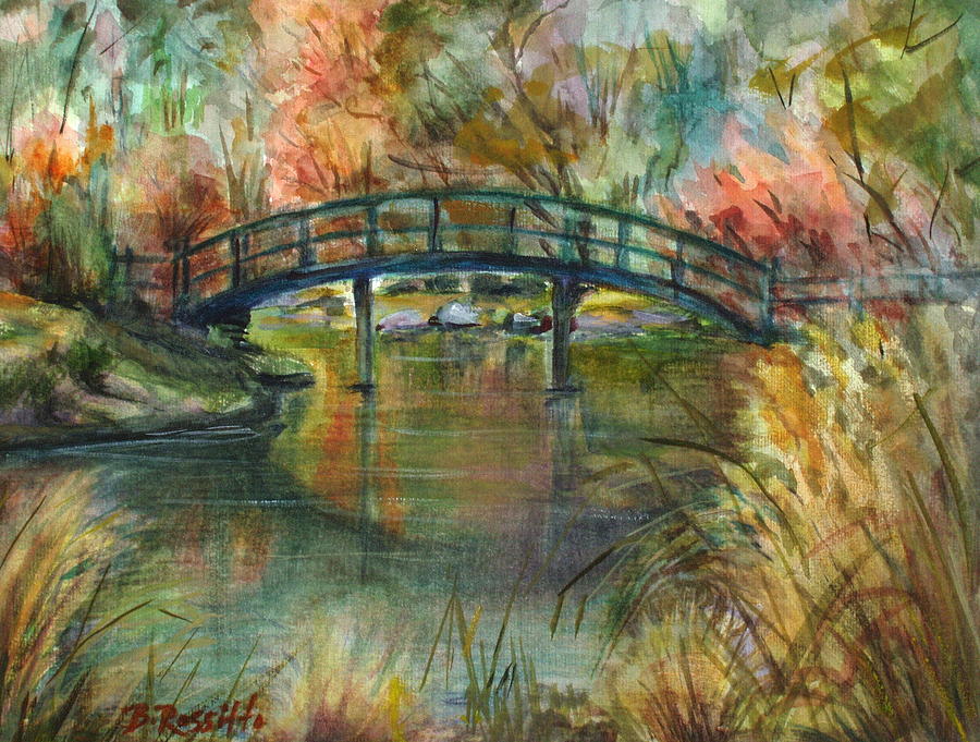 Bridge at the Botanical Gardens Painting by B Rossitto