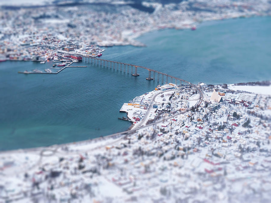 Bridge At Tromso With Miniature Effect Photograph by Coolbiere Photograph