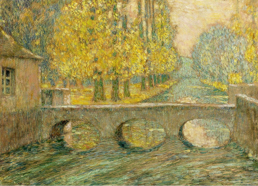 Bridge Autumn. Gisors Painting by Henri Le Sidaner