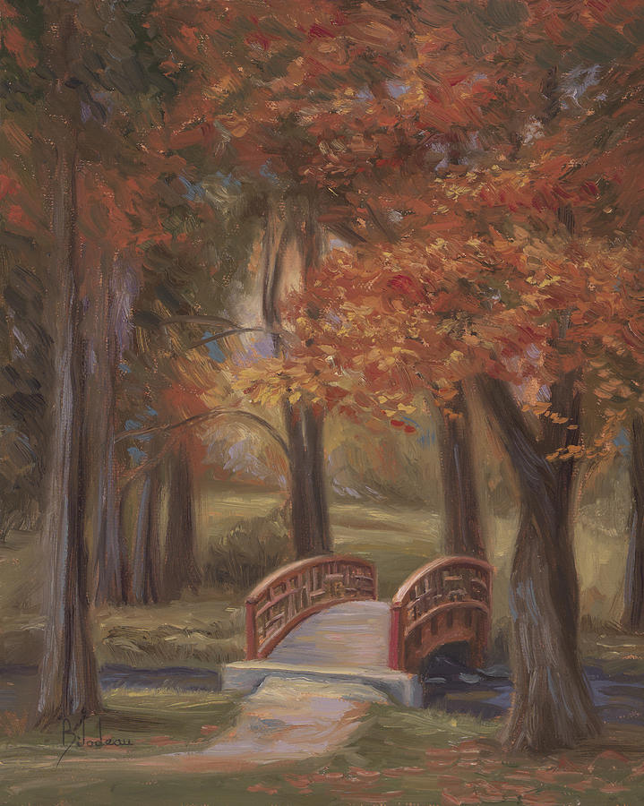 Bridge In The Fall Painting by Lucie Bilodeau