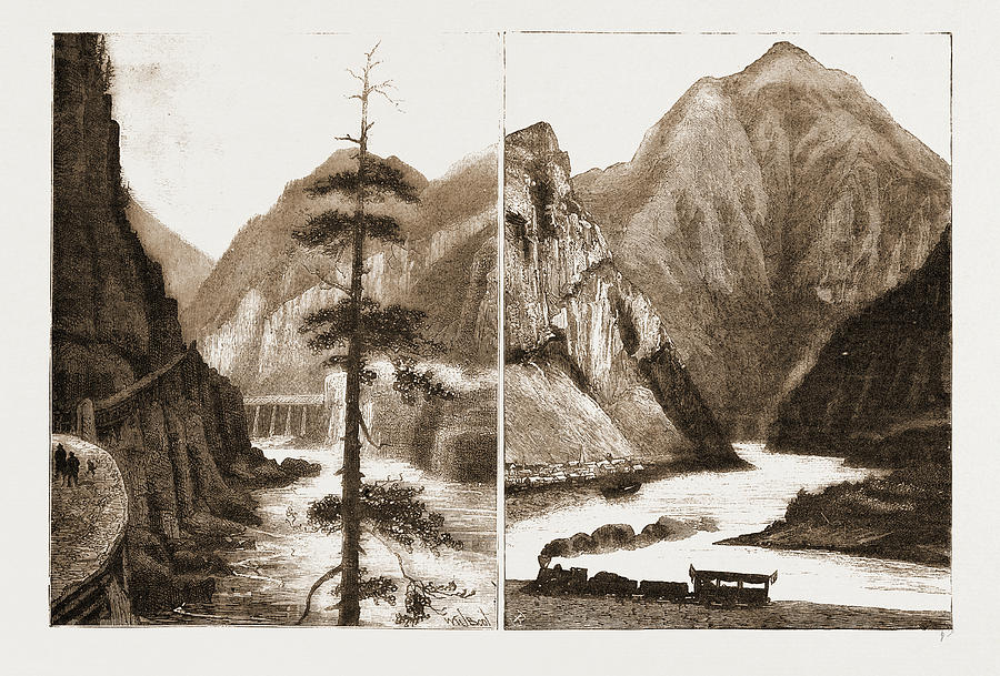 Bridge On The Canadian Pacific Railway, With A Bluff Drawing by Litz